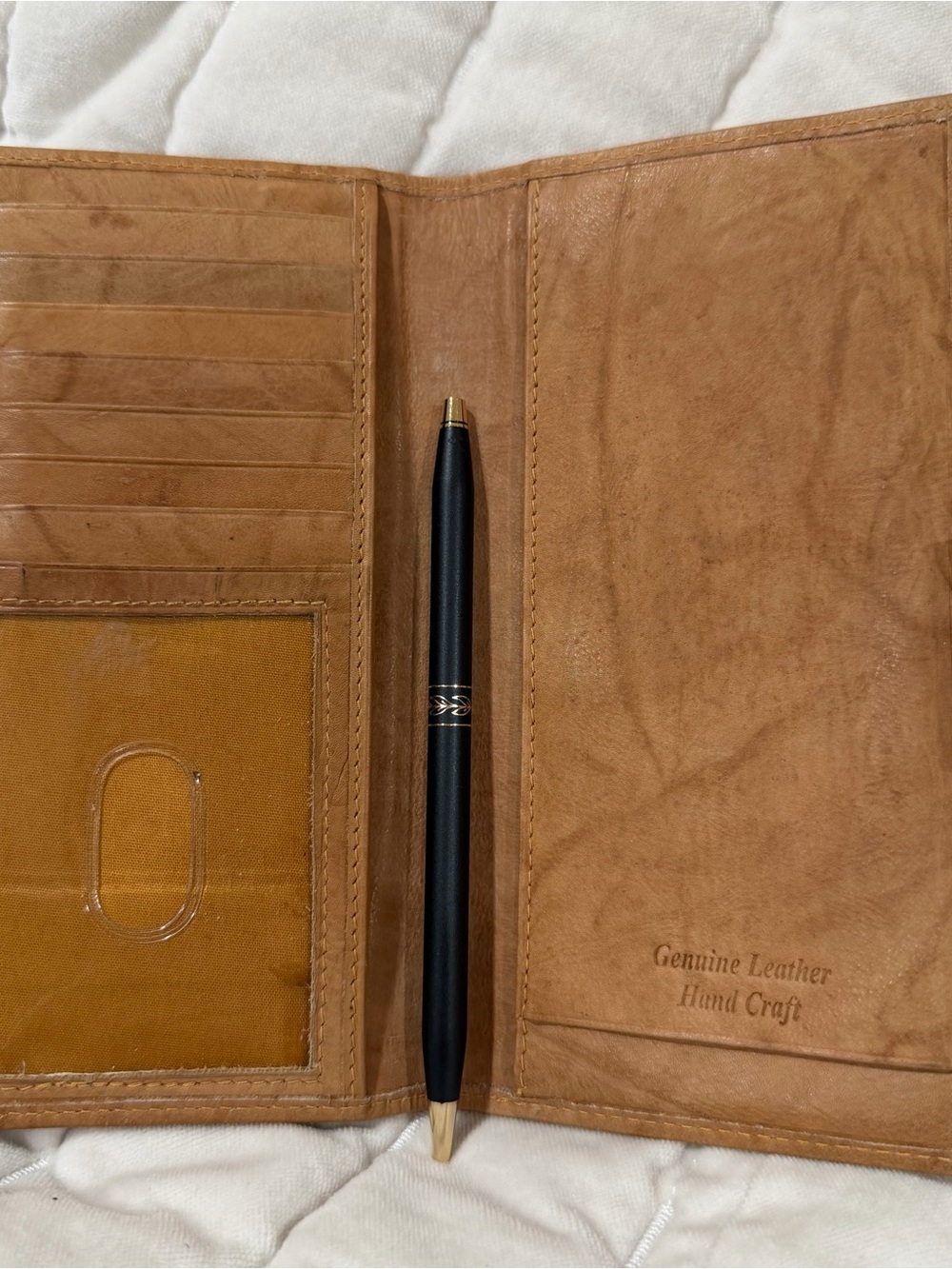 Women’s Genuine Leather Card & Checkbook Wallet — Tan